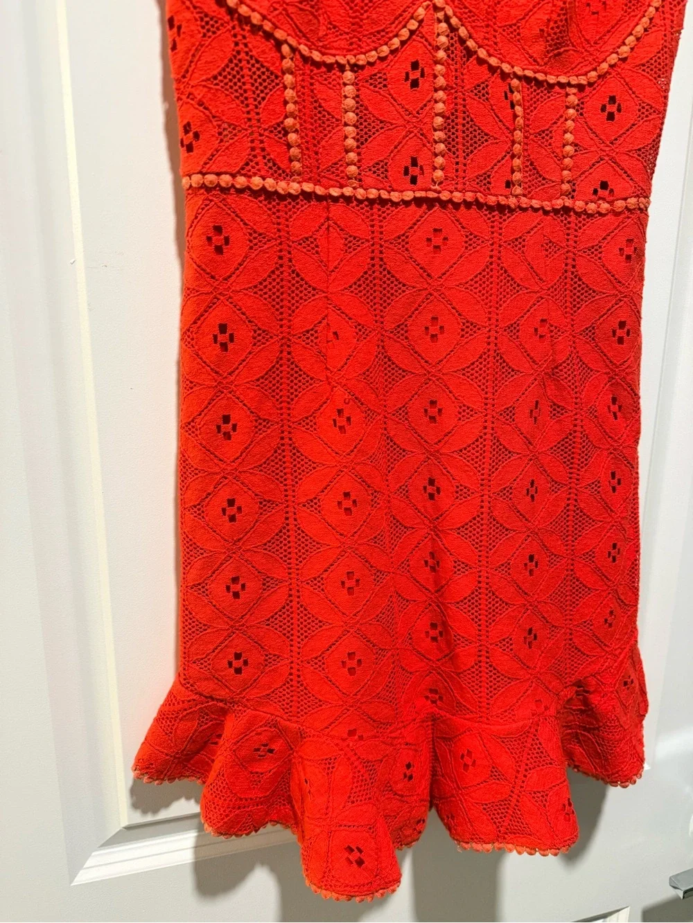 Angel Biba Coral-Red Lace Tank Dress medium